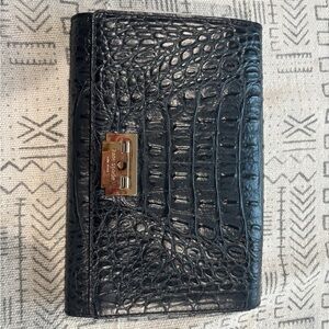 Kate Spade Black Croc Embossed Clutch with Gold Hardware